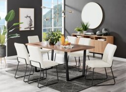 Kylo Brown Wood Effect Dining Table & 6 Halle Black Leg Chairs - thumbnail 1
