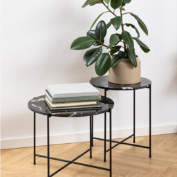 Avon Round Black Marble Side Table - thumbnail 4