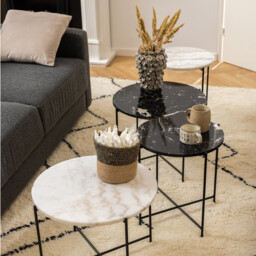 Avon Round Black Marble Side Table - thumbnail 3