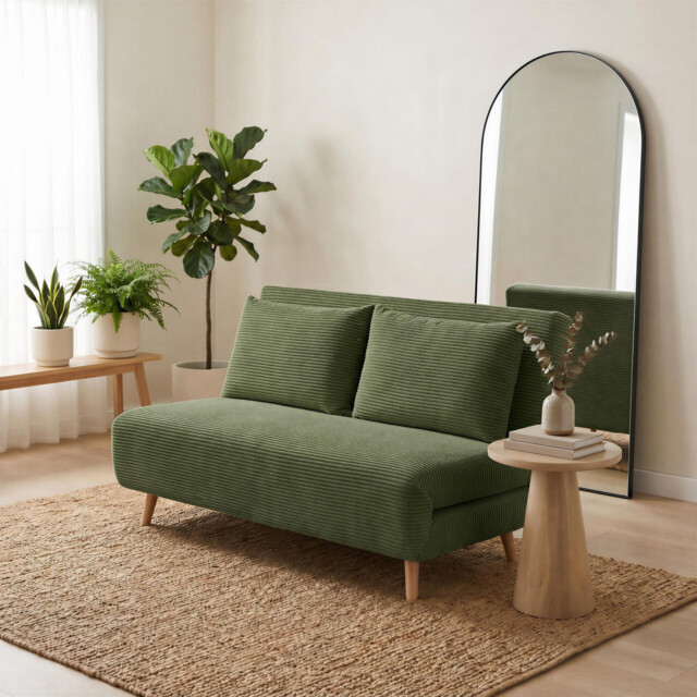 Bobby Green Jumbo Corduroy Folding Double Sofa Bed - image 1