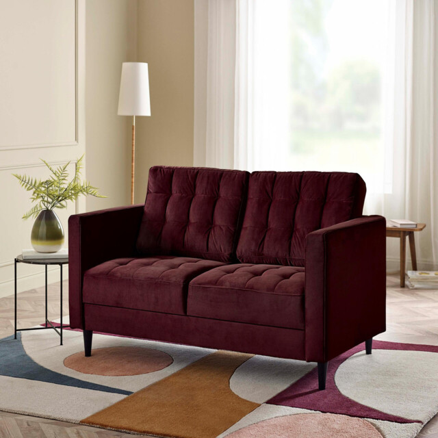 Jolene Maroon Velvet 2 Seater Sofa - image 1