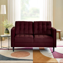 Jolene Maroon Velvet 2 Seater Sofa - thumbnail 2