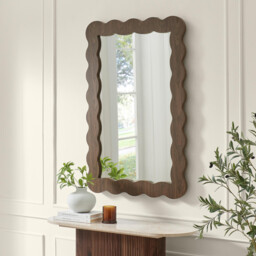 Wiggle Walnut Wood Long Rectangle 120x80cm Wall Mirror