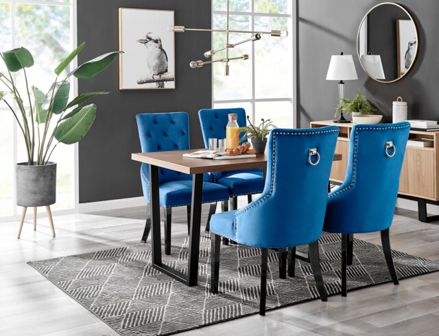 Kylo Brown Wood Effect Dining Table & 4 Belgravia Black Leg Chairs - image 1