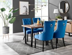 Kylo Brown Wood Effect Dining Table & 4 Belgravia Black Leg Chairs