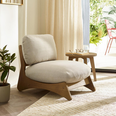 1x Iko Wood & Cream Indoor / Outdoor Accent Chair - image 1