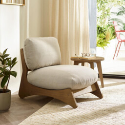 1x Iko Wood & Cream Indoor / Outdoor Accent Chair - thumbnail 1