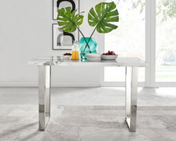 Kylo Rectangular White Marble Effect 4 Seater Dining Table - thumbnail 2