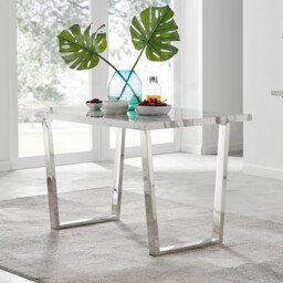 Kylo Rectangular White Marble Effect 4 Seater Dining Table - thumbnail 1