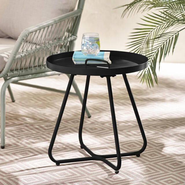 Lyon Black Metal Garden Round Side Table - image 1