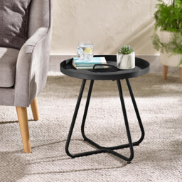 Lyon Black Metal Garden Round Side Table - thumbnail 2