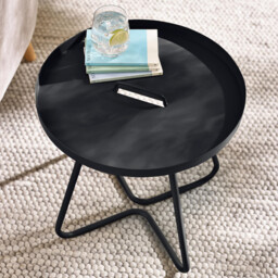 Lyon Black Metal Garden Round Side Table - thumbnail 3