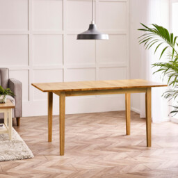 Salcombe Extending Oak Effect Wooden Table with 2 Whitby Chairs & 1 Small Bench - thumbnail 3