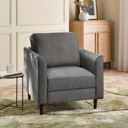 Logan Silver Grey Fabric Armchair