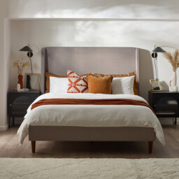 Hana Taupe Recycled Fabric King Bed Frame - thumbnail 2
