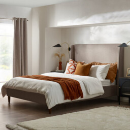 Hana Taupe Recycled Fabric King Bed Frame