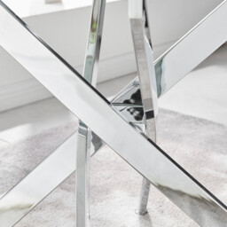 Leonardo Rectangular Glass and Silver Metal 6 Seater Dining Table - thumbnail 4