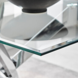 Leonardo Rectangular Glass and Silver Metal 6 Seater Dining Table - thumbnail 3