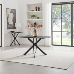 Leonardo Rectangular Black Wood and Metal 4 Seater Dining Table