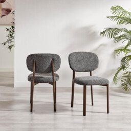 2x Mirelle Grey Fabric Dining Chairs Bronze Legs - thumbnail 3