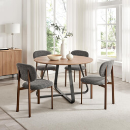 2x Mirelle Grey Fabric Dining Chairs Bronze Legs - thumbnail 4