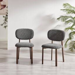 2x Mirelle Grey Fabric Dining Chairs Bronze Legs - thumbnail 2