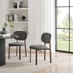 2x Mirelle Grey Fabric Dining Chairs Bronze Legs - thumbnail 1