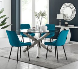 Vogue Round Dining Table and 4 Pesaro Black Leg Chairs - thumbnail 1
