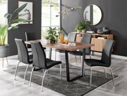 Kylo Brown Wood Effect Dining Table & 6 Isco Chairs - thumbnail 1