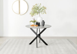 Novara Round Concrete Effect and Black Metal 4 Seater Dining Table - thumbnail 2