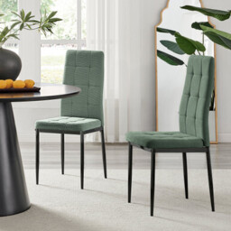 2x Paloma Teal Fabric Dining Chairs Black Legs