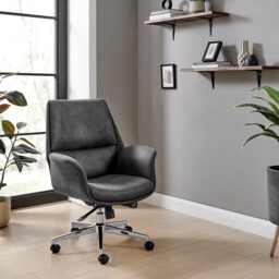 Omni Black Faux Leather Luxury Swivel Office Chair - thumbnail 4