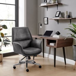 Omni Black Faux Leather Luxury Swivel Office Chair - thumbnail 1