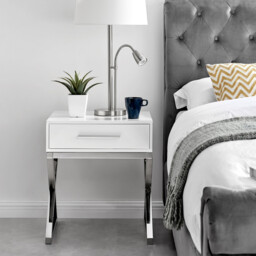 Oxford 1 Drawer White High Gloss Bedside Table - thumbnail 2