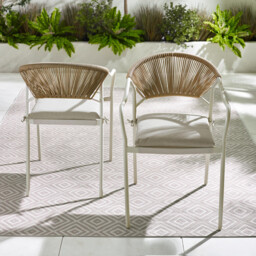 2x Elba Cream & Rattan Garden Dining Chairs - thumbnail 2