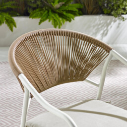 2x Elba Cream & Rattan Garden Dining Chairs - thumbnail 4