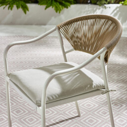 2x Elba Cream & Rattan Garden Dining Chairs - thumbnail 3