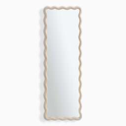 Furniturebox Damaris Wood Full Length Wavy Rectangle Wall, Mirror in Wood/Natural - Size: 50x150x3 cm - thumbnail 3