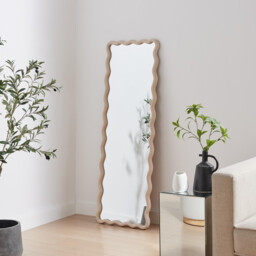 Damaris Wood Full Length 150x50cm Wavy Rectangle Wall Mirror - thumbnail 1