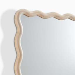 Furniturebox Damaris Wood Full Length Wavy Rectangle Wall, Mirror in Wood/Natural - Size: 50x150x3 cm - thumbnail 7