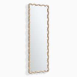 Furniturebox Damaris Wood Full Length Wavy Rectangle Wall, Mirror in Wood/Natural - Size: 50x150x3 cm - thumbnail 4