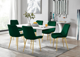Imperia 6 White Dining Table and 6 Pesaro Gold Leg Chairs - thumbnail 2