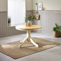 Bude Cream Round Wooden Dining Table & 2 Millford Chairs - thumbnail 2