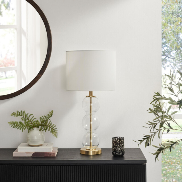 Misha Glass & Brass Bubble Stack Pillar Table Lamp - image 1