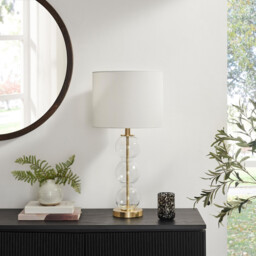 Misha Glass & Brass Bubble Stack Pillar Table Lamp - thumbnail 1