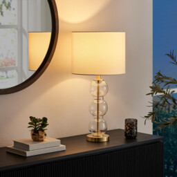 Misha Glass & Brass Bubble Stack Pillar Table Lamp - thumbnail 3