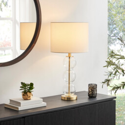 Misha Glass & Brass Bubble Stack Pillar Table Lamp - thumbnail 2
