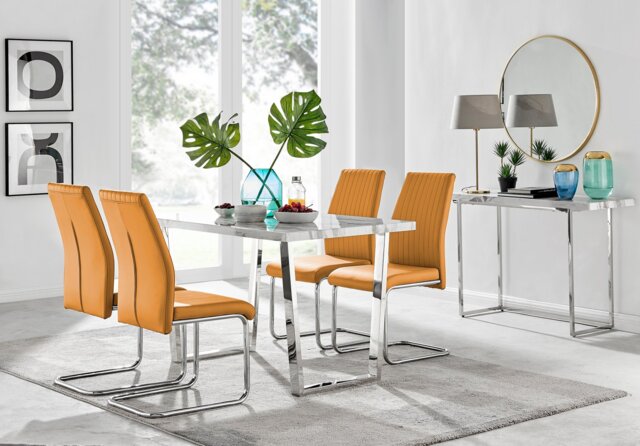 Kylo White Marble Effect Dining Table & 4 Lorenzo Chairs - image 1