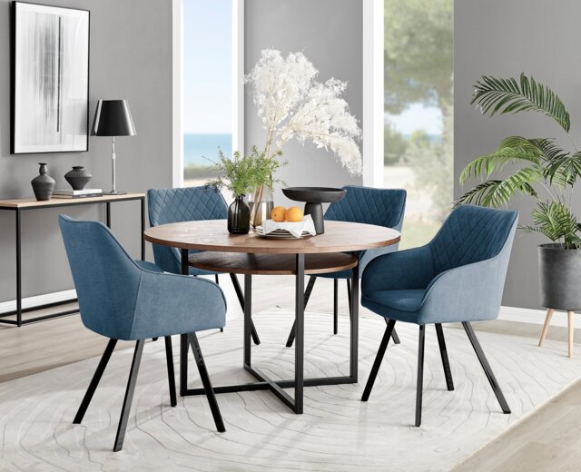 Adley Brown Wood Storage Dining Table & 4 Falun Black Leg Chairs - image 1