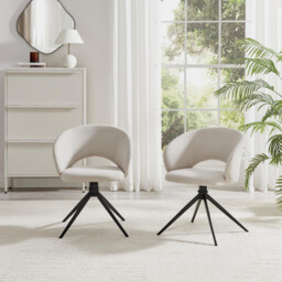 2x Anika Cream Fabric Swivel Dining Chairs - thumbnail 3